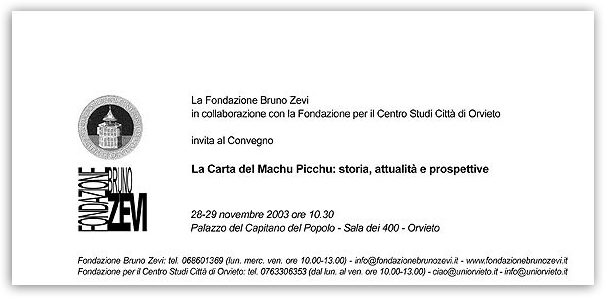 Convegno: La carta del Machu Picchu