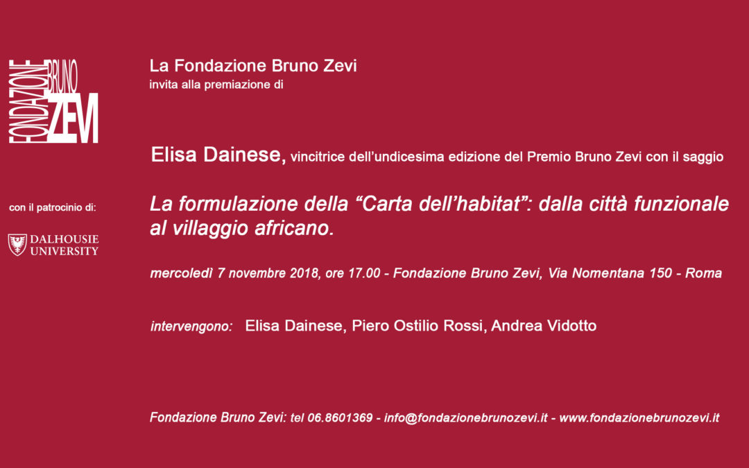 (Italiano) Premiazione di Elisa Dainese, vincitrice del Premio Bruno Zevi 2017