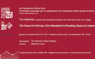 Premiazione di Tim Altenhof, vincitore del Premio Bruno Zevi 2018